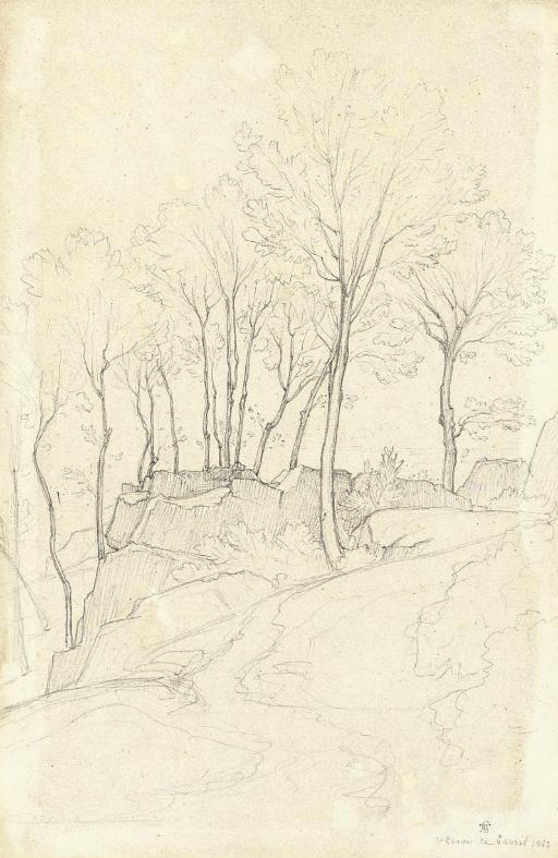 Claude-Félix-Théodore Caruelle D\'Aligny - A Landscape With Rocks And Trees