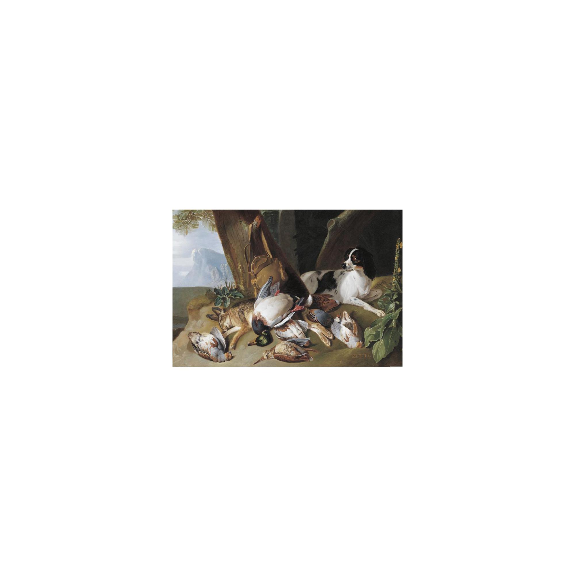 Claude-François Desportes - Hunting Still Life With Game Birds And Zette, The Hound