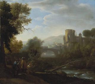 Claude Gellée, Called Claude Lorrain - A Landscape With Tivoli And The Temple Of Vesta, Hunters And An Artist Sketching In The Foreground