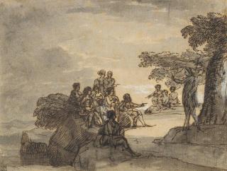 Claude Gellée - Saint John The Baptist Preaching In A Rocky Landscape