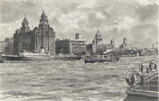 Claude Grahame Muncaster, R.W.S., R.O.I. - Liverpool From The Mersey