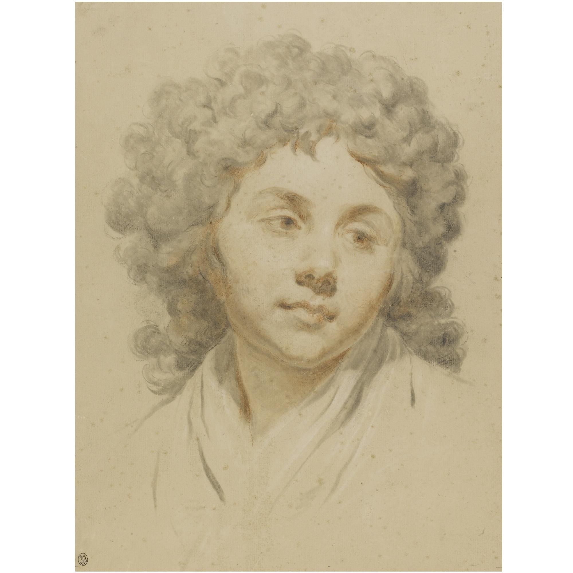 Claude Jean Baptiste Hoin - Head And Shoulders Portrait Of A Young Woman