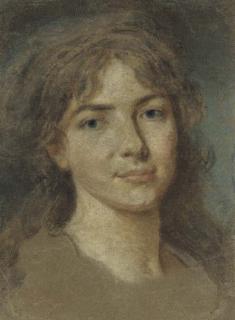 Claude-Jean-Baptiste Hoin - Portrait of young woman, bust-length