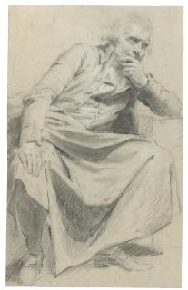 Claude Jean Baptiste Hoin - Recto: A Seated Man, Resting His Elbow On A Table Verso: Study Of A Woman, Three-Quarter Length, Holding Her Skirt