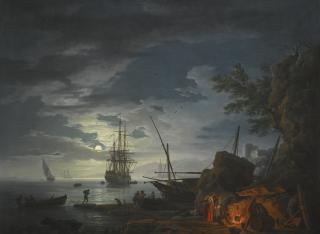 Claude-Joseph Vernet - A Moonlit Seascape