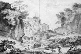 Claude-Joseph Vernet - Peasants And Herdsmen Below An Italian Hill Town; And Peasants By A Rocky Gorge Below An Italian Hill Town