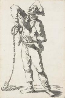 Claude-Joseph Vernet - Un marin regardant vers le haut tenant un corde dans sa main droite