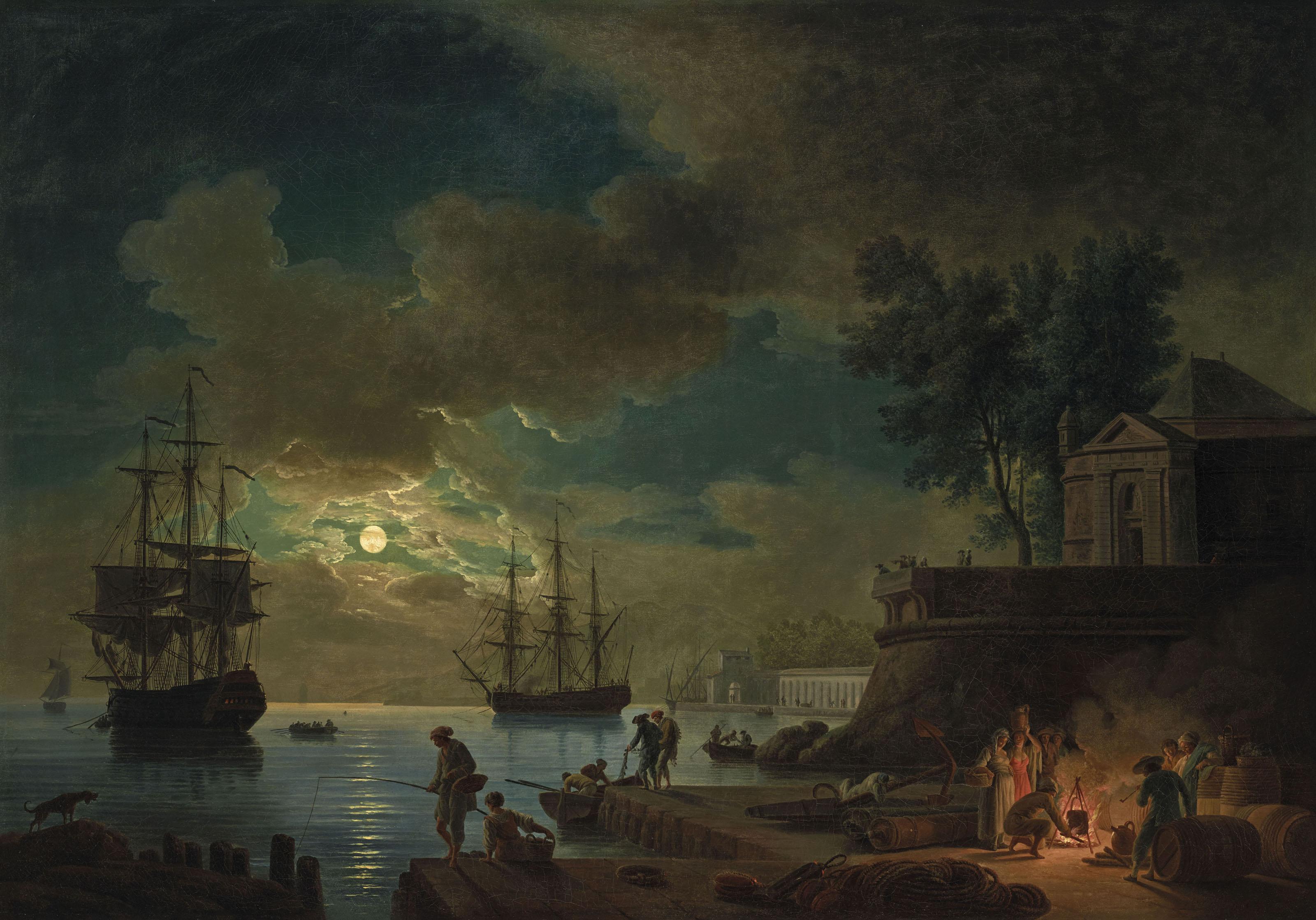 Claude-Joseph Vernet - Un port de mer au clair de lune