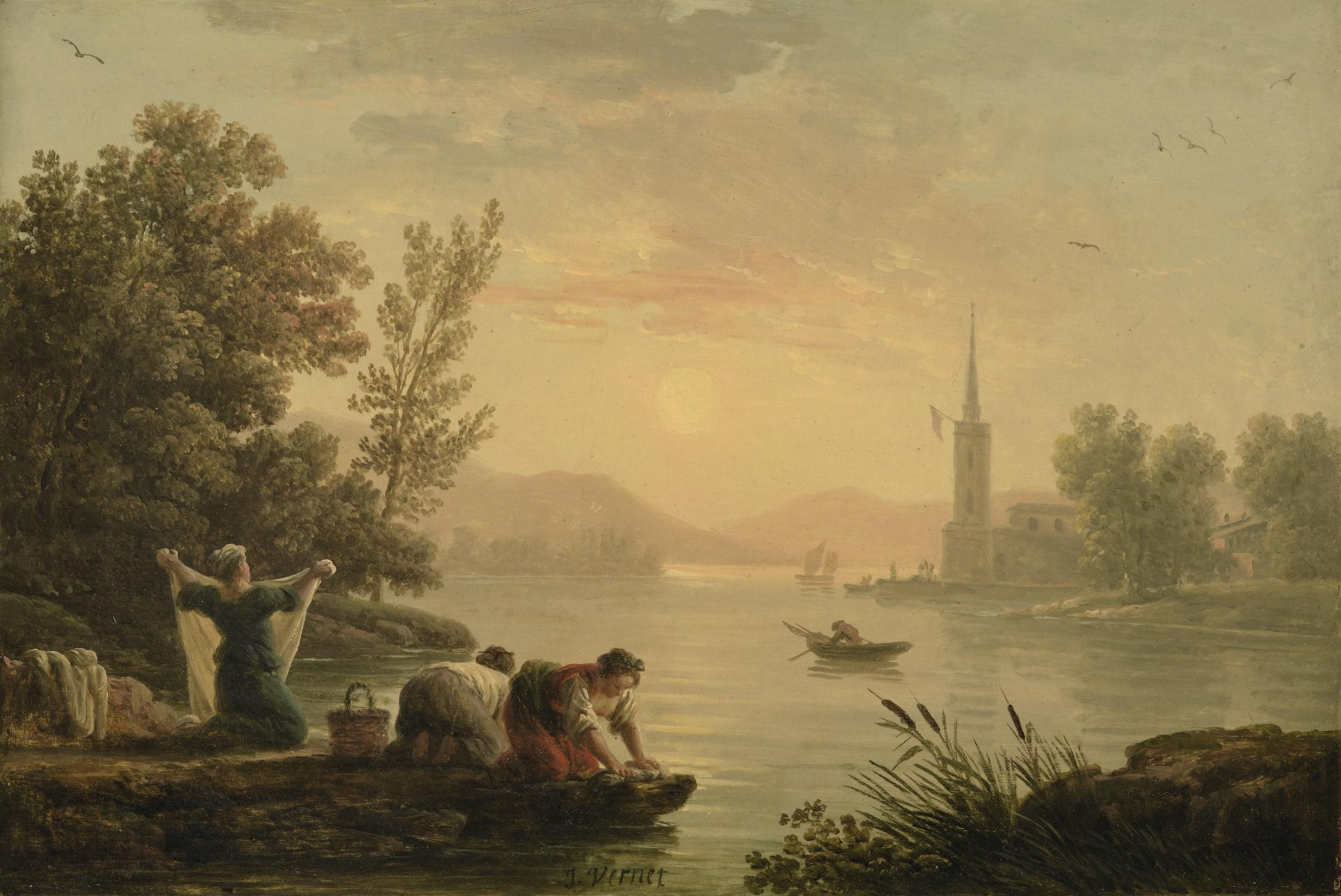 Claude-Joseph Vernet - Washerwomen Near By A Lake