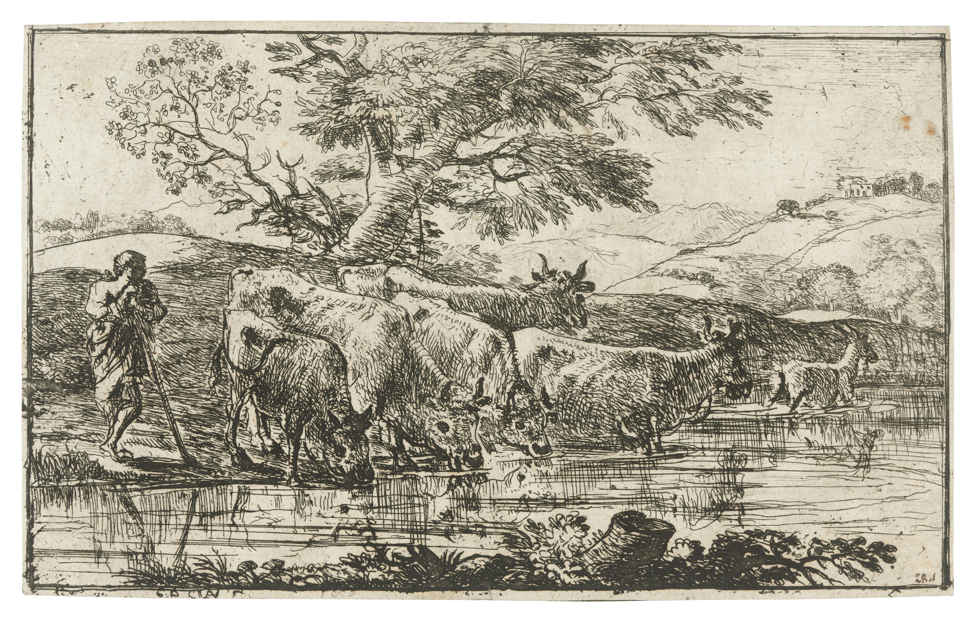 Claude Lorrain - Le troupeau à l\'abreuvoir
