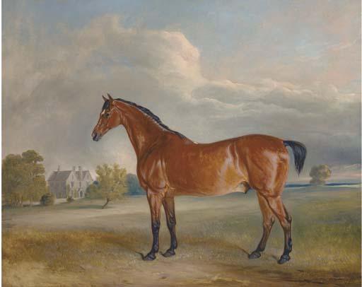 Claude Lorraine Ferneley - A bay hunter in the park of a country house