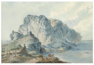 Claude-Louis Châtelet - Embarcations Devant L\'Île De Capri; Et Seconde Vue De L\'Île De Capri Avec Un Groupe De Personnages Devant Un Grand Promontoir