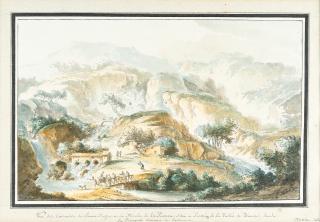 Claude-Louis Châtelet - „Vue des Cascades de Fiume Negro, et du Moulin de la Pertosa, situé à l’entrée de la Vallée de Diana, dans la P.te Citérieure de Salerne.“