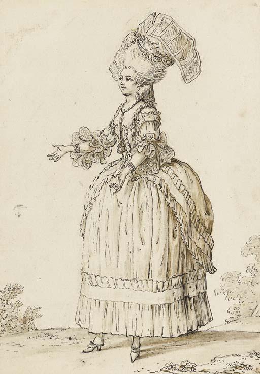 Claude-Louis Desrais - Costume studies of elaborately dressed women