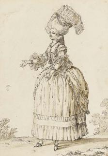 Claude-Louis Desrais - Costume studies of elaborately dressed women