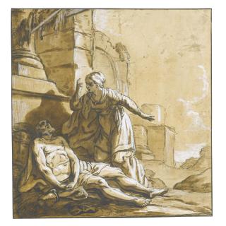 Claude-Louis Desrais - Job On The Dung-Hill, Scolded By His Wife