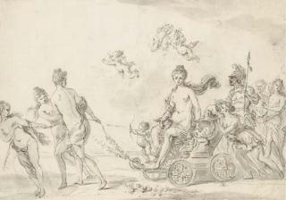 Claude-Louis Desrais - Le triomphe de Vénus sur un chariot tiré par trois femmes, suivies Apollon, Pen et Neptune, par des femmes, des musiciens et des guerriers