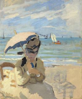 Claude Monet - Camille assise sur la plage à Trouville