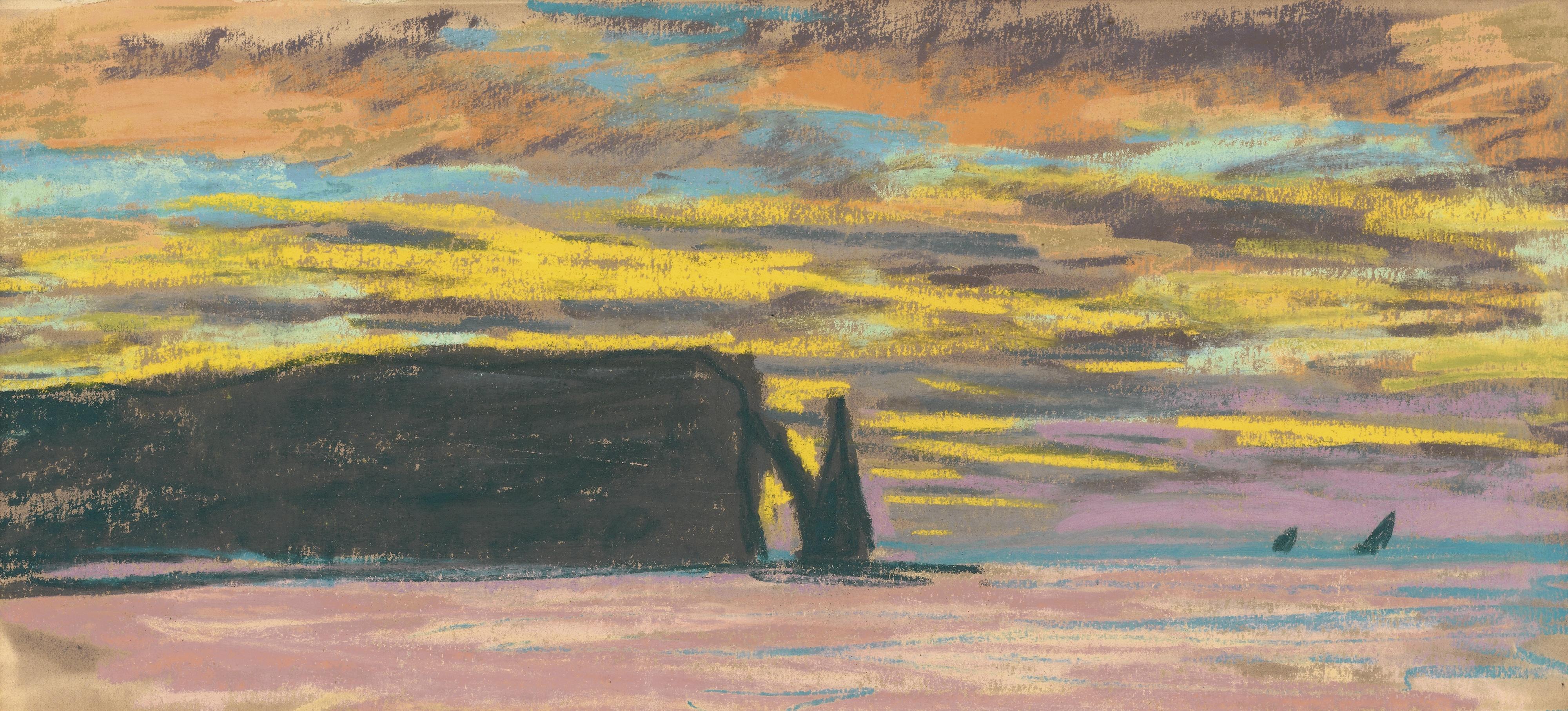 Claude Monet - Étretat, Aiguille Et Porte D\'Aval, Soleil Couchant
