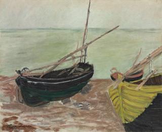 Claude Monet - Étude de bateaux sur la plage d\'Étretat