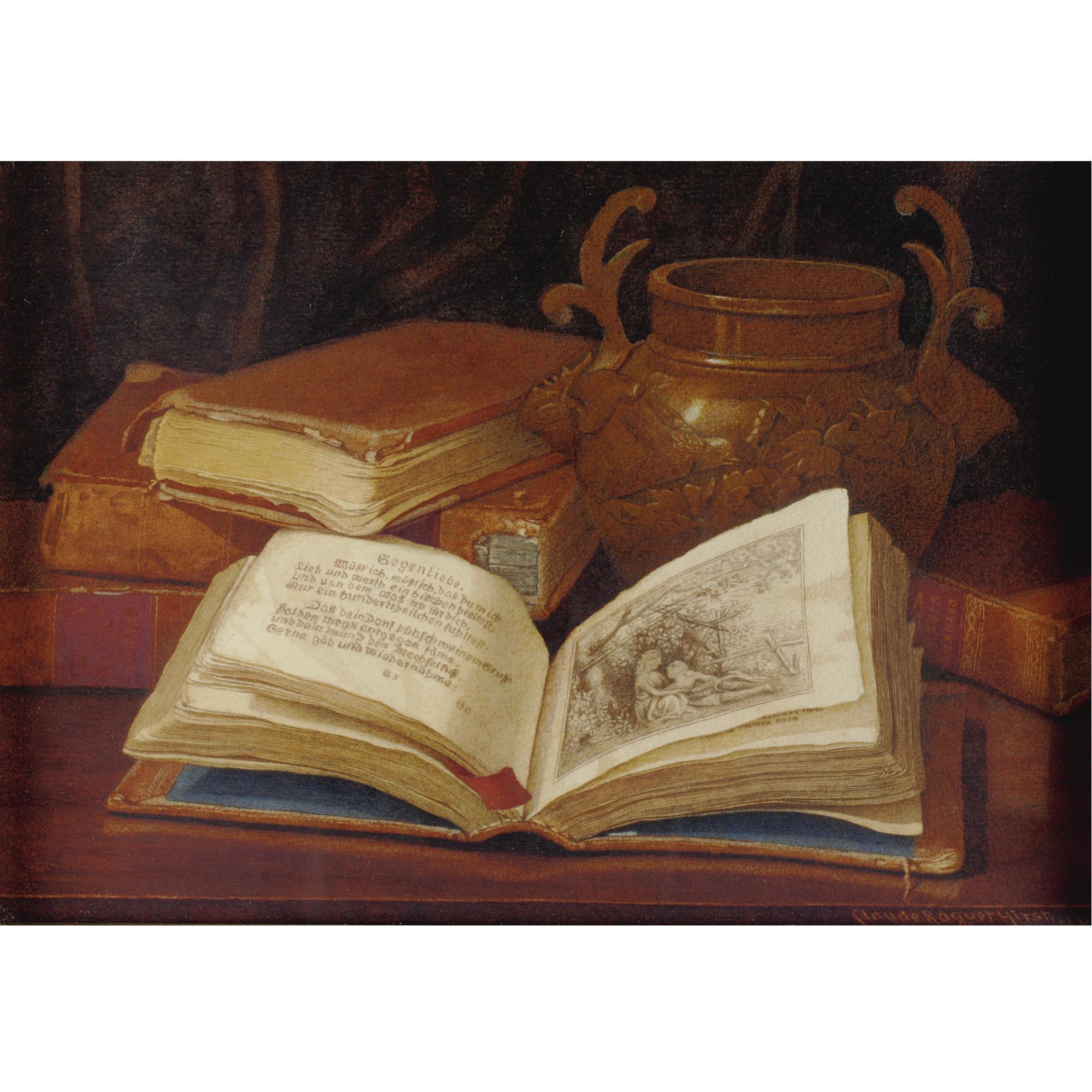 Claude Raguet Hirst - Still Life With Books And Vase