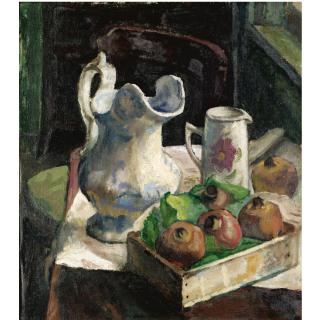 Claude Rogers - Pomegranates And Two Jugs (Recto), The Artist And His Model (Verso)