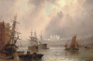 Claude T. Stanfield Moore - Shipping On The Thames Before The Tower of London