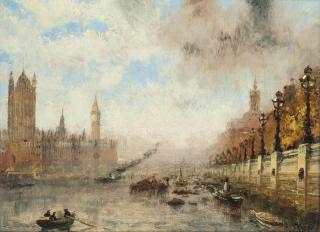 Claude T. Stanfield Moore - The Houses of Parliament from the Thames
