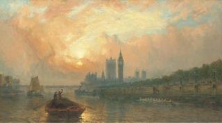 Claude T. Stanfield Moore - The Oxford and Cambridge Boat Race at Westminster