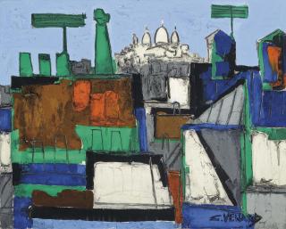 Claude Venard - Les toits de Paris avec vue sur le Sacré Coeur