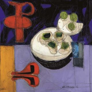 Claude Venard - Nature morte avec carafe rouge