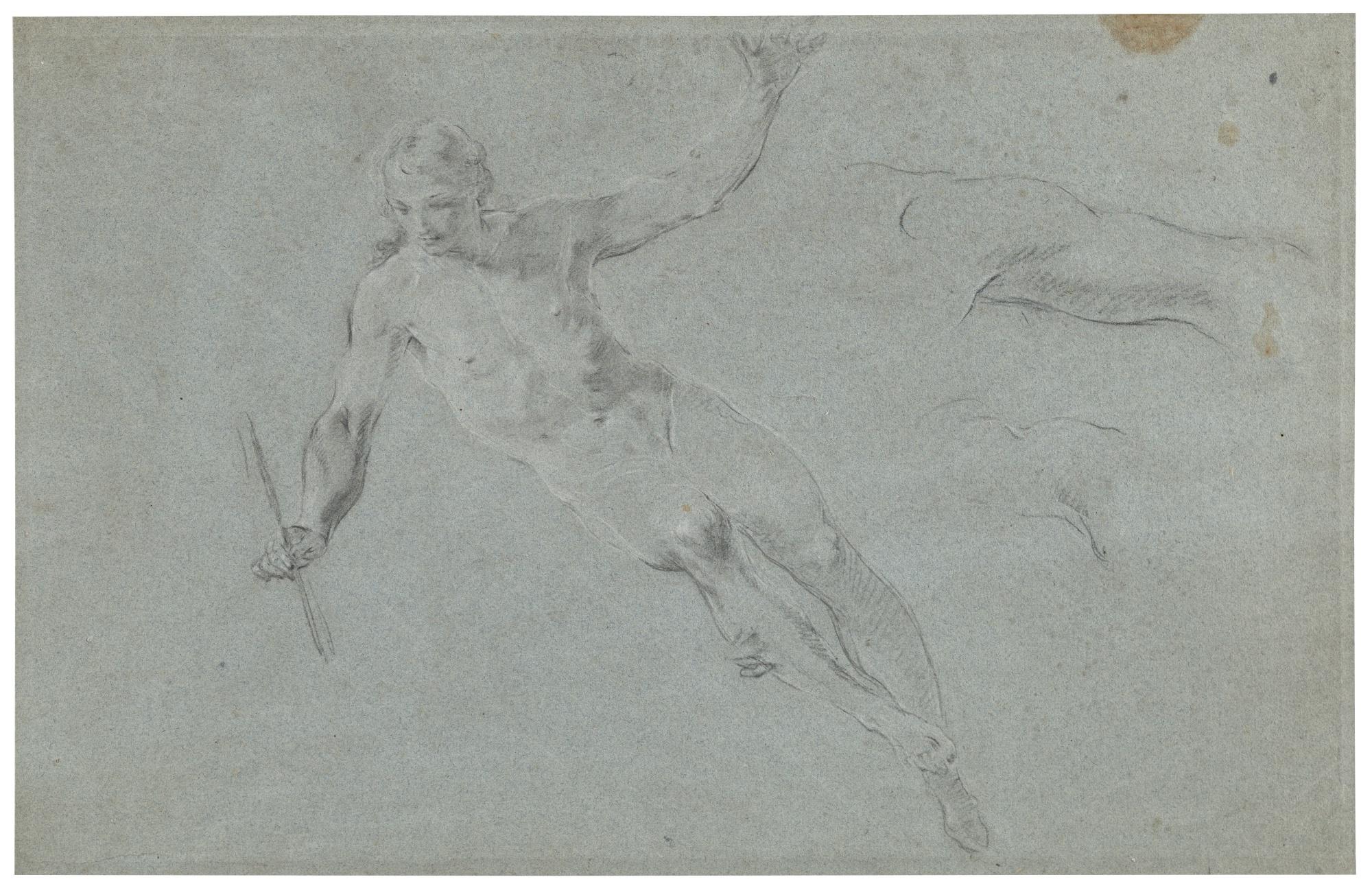 Claudio Francesco Beaumont - Study Of A Reclining Male Figure And Two Subsidiary Studies Of His Left Arm