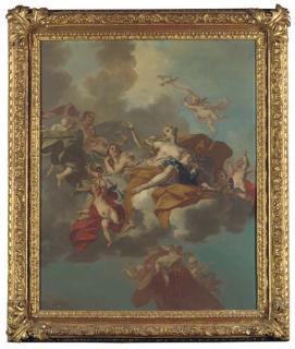 Claudio Francesco Beaumont - Venus and Cupid enthroned among clouds