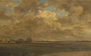 Clement-Charles-Henri Quinton - Les Meules Dans Un Champ Au Coucher du Soleil