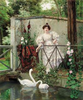 Clement Pujol De Guastavino - Feeding the swans