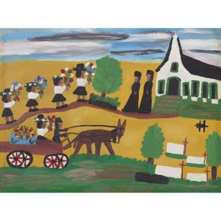 Clementine Hunter - Funeral at St. Augustine, early 1970s