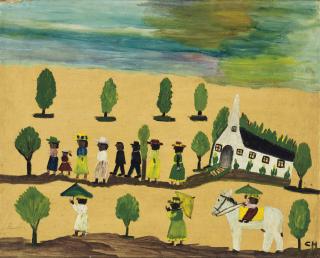 Clementine Hunter - Leaving St. Augustine\'s, 1950s