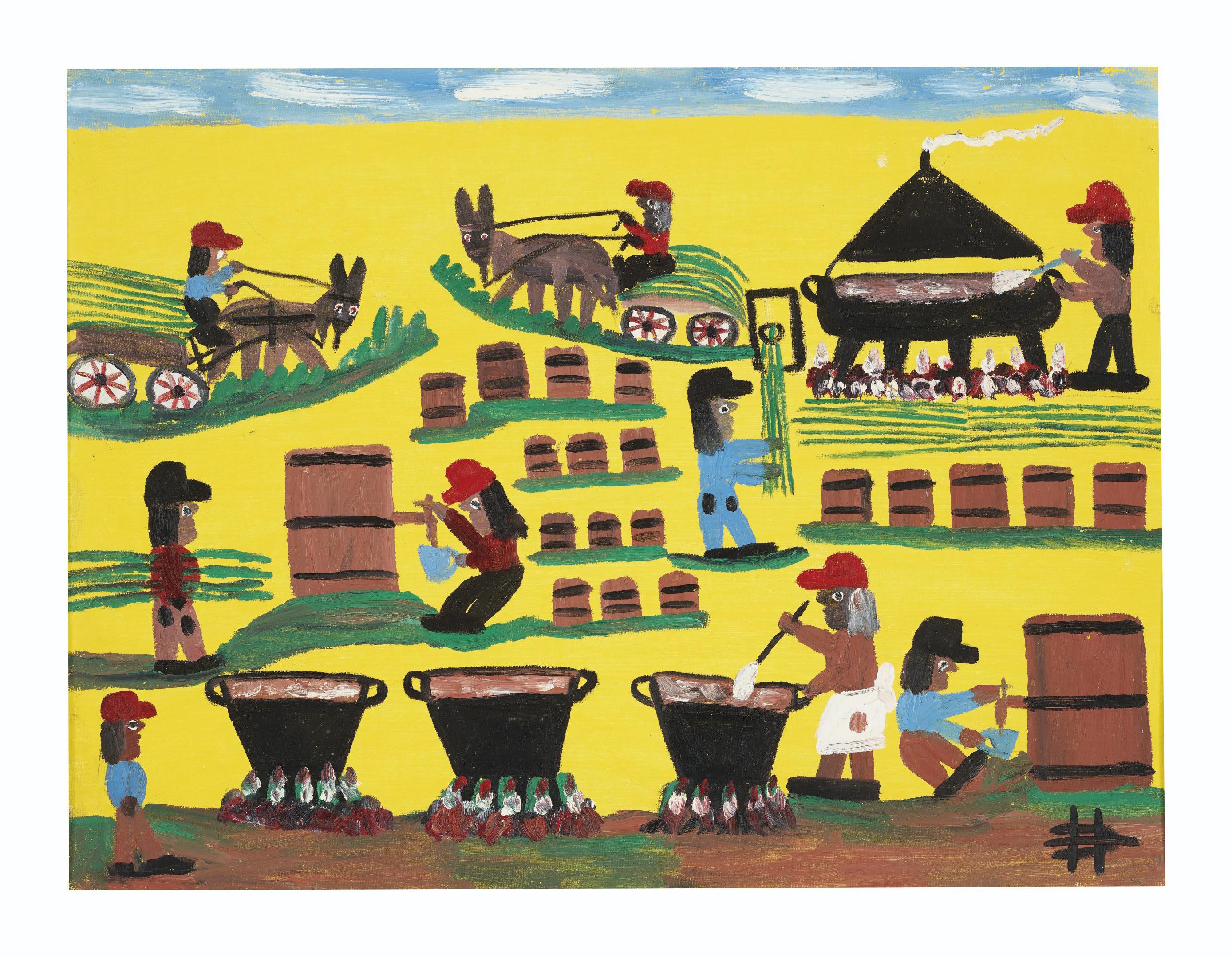 Clementine Hunter - Sugar Cane Syrup Makin\', 1979