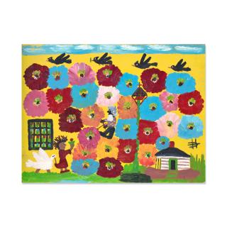 Clementine Hunter - Uncle Tom Working in the Flower Garden