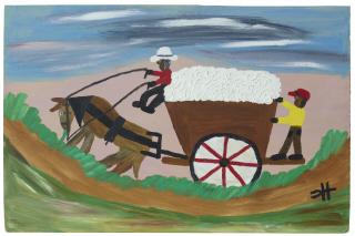 Clementine Hunter - Untitled (Horse-Drawn Wagon)