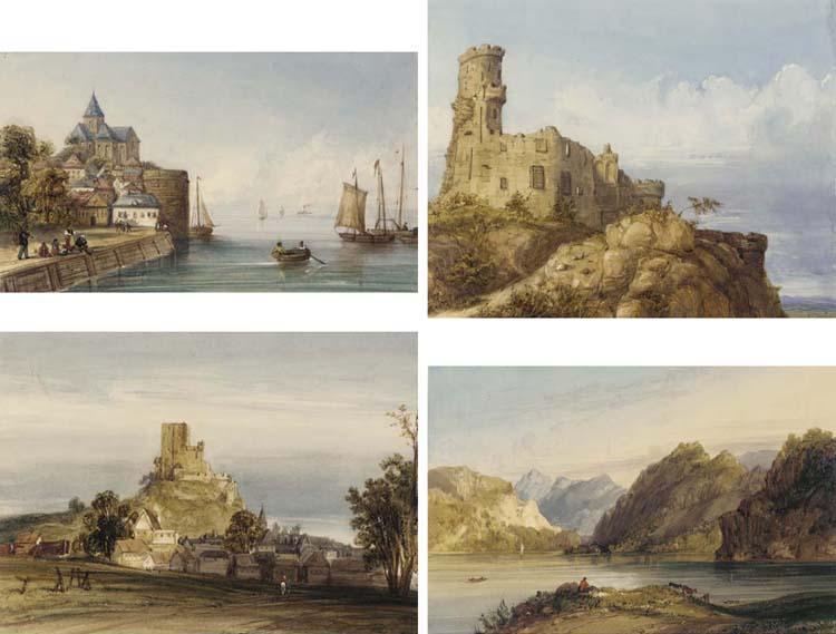Clémentine, Princesse D\'Orléans - Vue de Saint-Valéry; Vue d\'un château en ruine sur une falaise; Vue du château de Mont Richard; et Des falaises en Ecosse