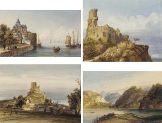 Clémentine, Princesse D\'Orléans - Vue de Saint-Valéry; Vue d\'un château en ruine sur une falaise; Vue du château de Mont Richard; et Des falaises en Ecosse