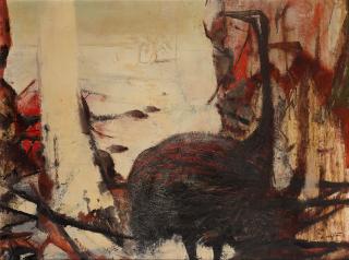 Clifton Pugh - Emu on a Rockface, 1961