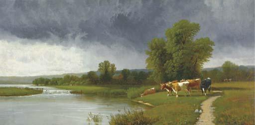 Clinton Loveridge - Cattle grazing by a river