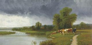Clinton Loveridge - Cattle grazing by a river
