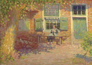 Co Breman - Girl in front of a farm in het Gooi