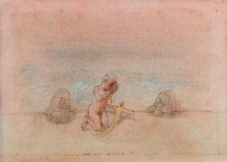 Co Westerik - Mannelijk naakt met pop in landschap