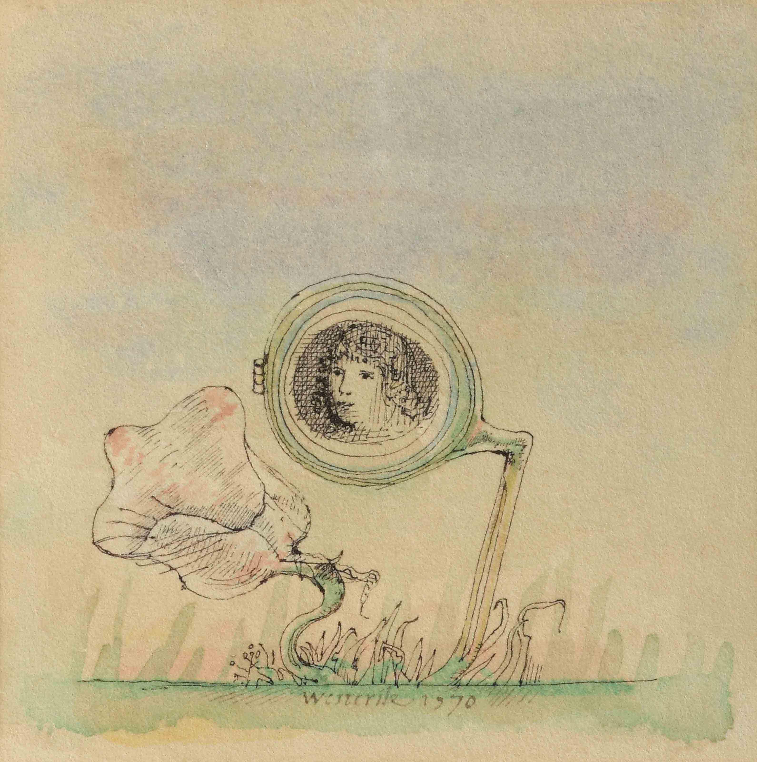 Co Westerik - Plant en medaillon in landschap