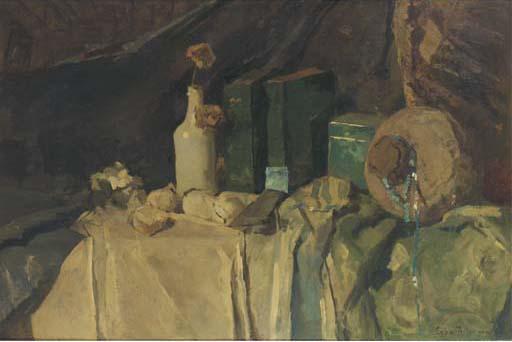 Coba Ritsema - Stilleven met blauwe boeken: the blue books