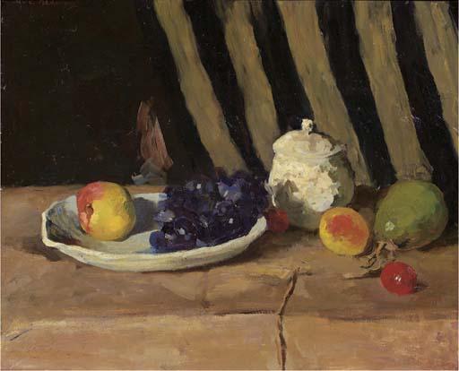 Coba Ritsema - Stilleven met fruit: still life with fruit and an earthenware jar